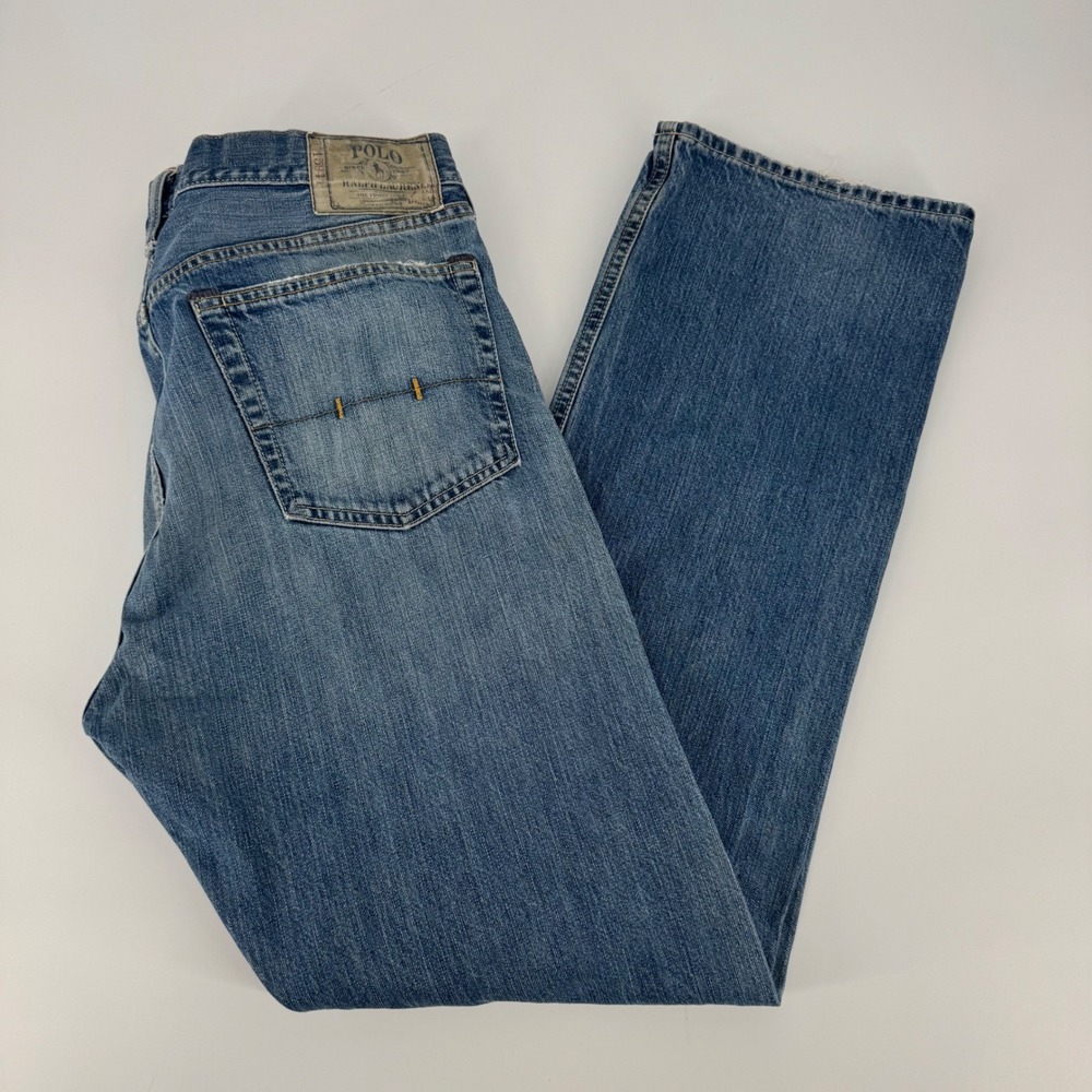 Polo Ralph‎ Lauren Classic Fit Jeans Men's 36x32 Distressed Blue Denim